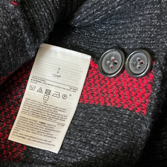 Banana Republic Filpucci Wool Plaid Cardigan Sweater - Men's Size S - Red Black - Picture 4 of 9